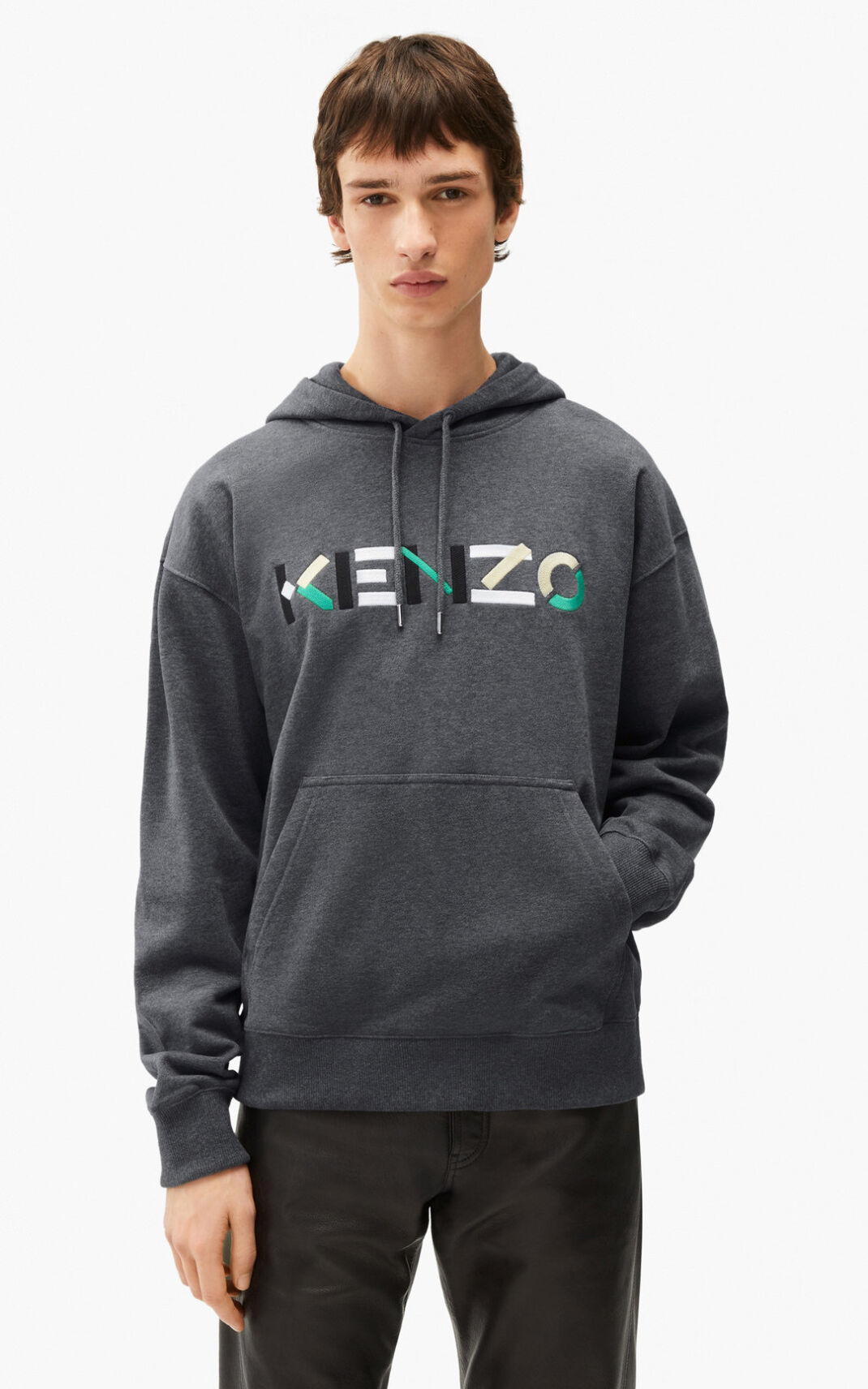 Sweat A Capuche Kenzo Logo oversized Homme Grise | TGJN-62948